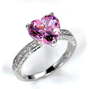 Pink Heart Cubic Zirconia Ring